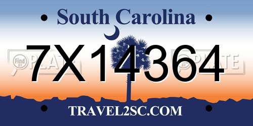 7X14364 South Carolina License Plate