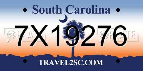 7X19276 South Carolina License Plate