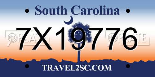7X19776 South Carolina License Plate