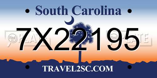7X22195 South Carolina License Plate