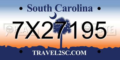 7X27195 South Carolina License Plate