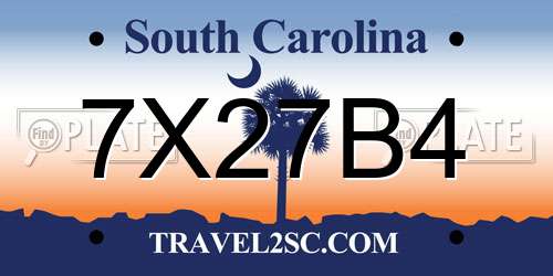 7X27B4 South Carolina License Plate