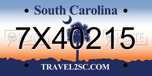 7X40215 South Carolina License Plate