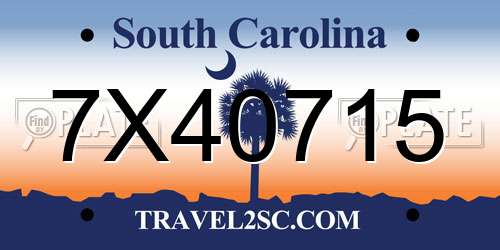 7X40715 South Carolina License Plate