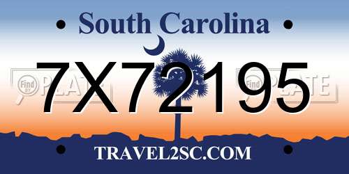 7X72195 South Carolina License Plate