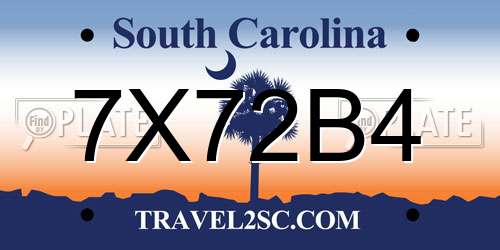 7X72B4 South Carolina License Plate