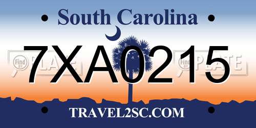7XA0215 South Carolina License Plate