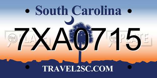7XA0715 South Carolina License Plate