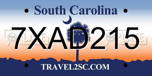 7XAD215 South Carolina License Plate