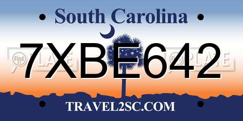 7XBE642 South Carolina License Plate
