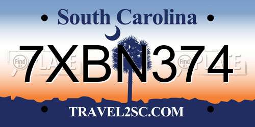 7XBN374 South Carolina License Plate