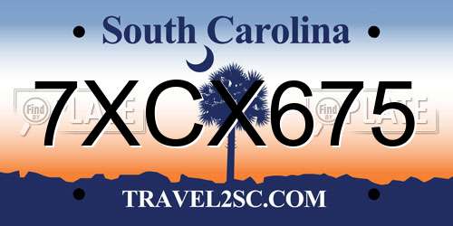 7XCX675 South Carolina License Plate