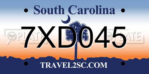 7XD045 South Carolina License Plate