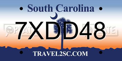 7XDD48 South Carolina License Plate