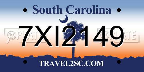 7XI2149 South Carolina License Plate