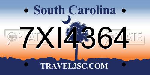 7XI4364 South Carolina License Plate