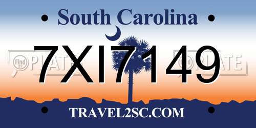 7XI7149 South Carolina License Plate