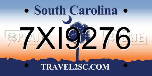 7XI9276 South Carolina License Plate