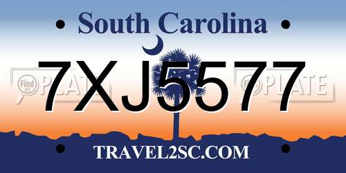 7XJ5577 South Carolina License Plate