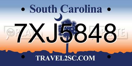 7XJ5848 South Carolina License Plate
