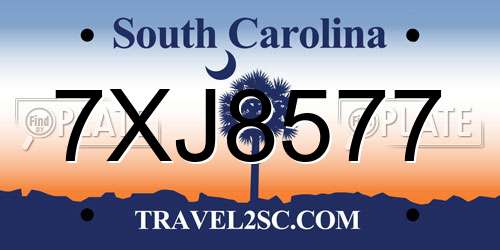 7XJ8577 South Carolina License Plate