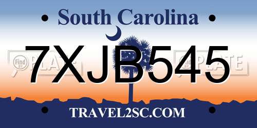 7XJB545 South Carolina License Plate