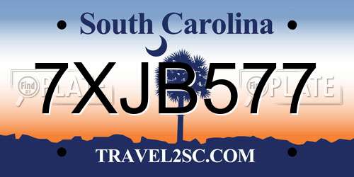 7XJB577 South Carolina License Plate