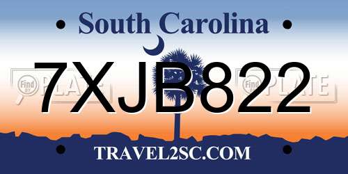 7XJB822 South Carolina License Plate