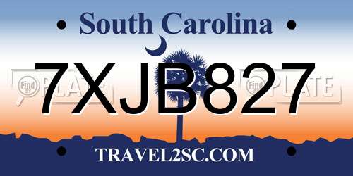 7XJB827 South Carolina License Plate