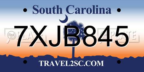 7XJB845 South Carolina License Plate