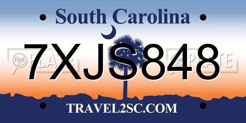 7XJS848 South Carolina License Plate