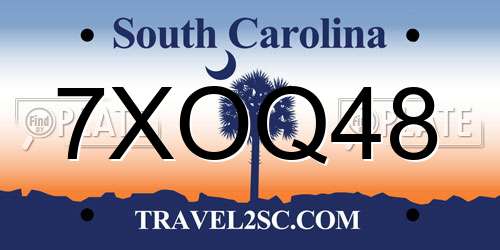 7XOQ48 South Carolina License Plate