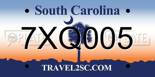 7XQ005 South Carolina License Plate