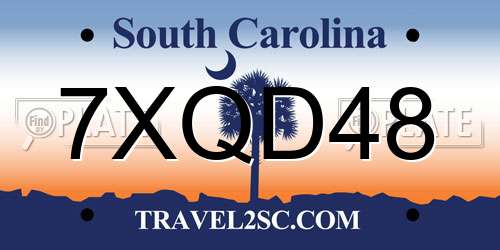 7XQD48 South Carolina License Plate