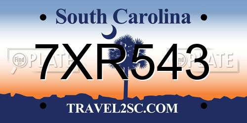 7XR543 South Carolina License Plate