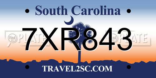 7XR843 South Carolina License Plate