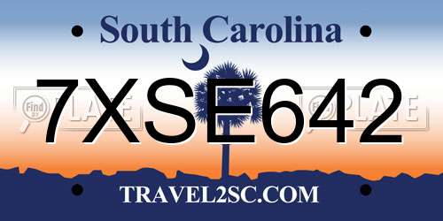 7XSE642 South Carolina License Plate