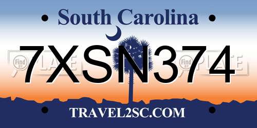 7XSN374 South Carolina License Plate