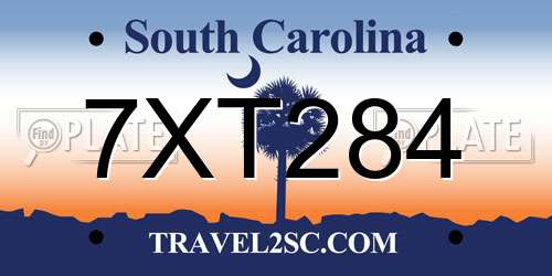 7XT284 South Carolina License Plate