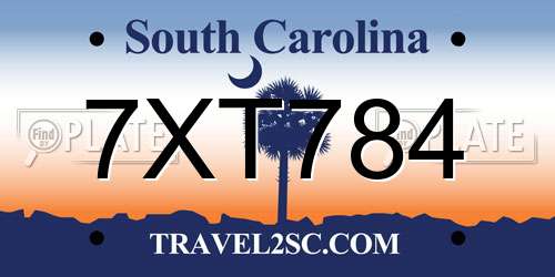 7XT784 South Carolina License Plate