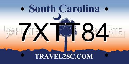 7XTT84 South Carolina License Plate