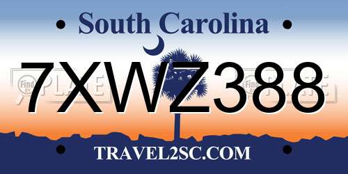 7XWZ388 South Carolina License Plate