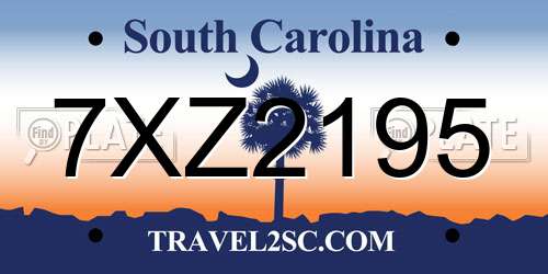 7XZ2195 South Carolina License Plate