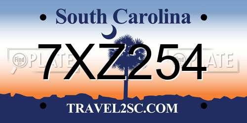 7XZ254 South Carolina License Plate