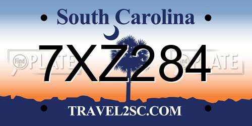 7XZ284 South Carolina License Plate