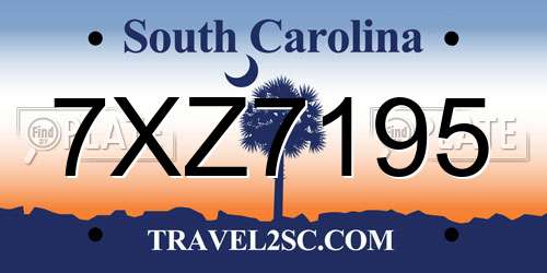 7XZ7195 South Carolina License Plate