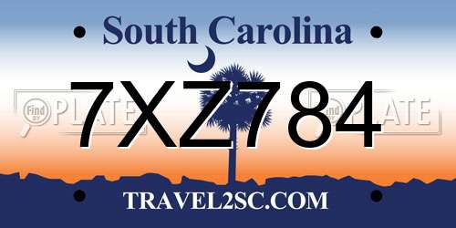 7XZ784 South Carolina License Plate