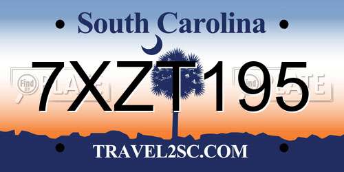 7XZT195 South Carolina License Plate