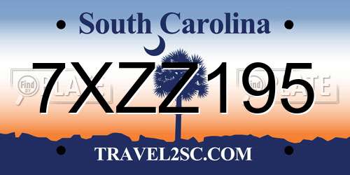 7XZZ195 South Carolina License Plate