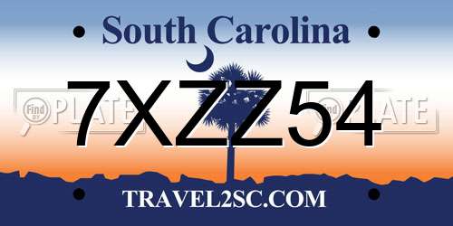 7XZZ54 South Carolina License Plate
